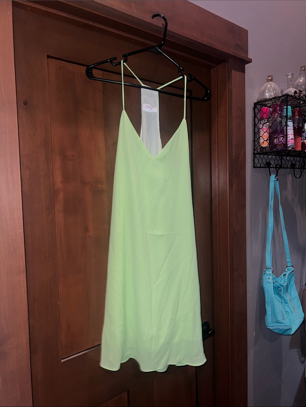 Nymphe Racerback Dress-Fully Lined-Neon  Yellow-Green